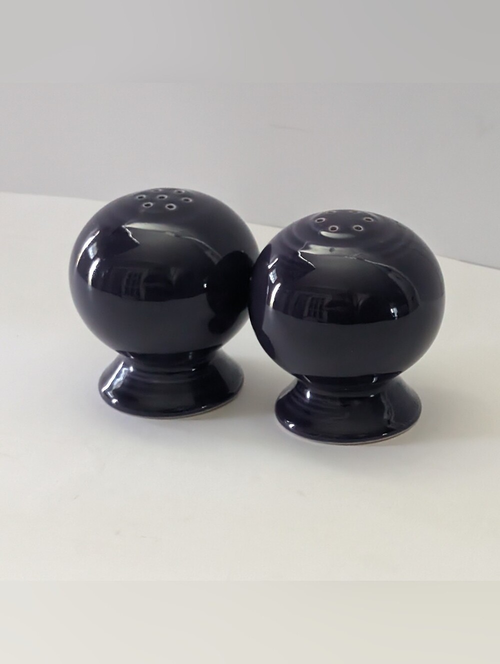Dark Purple Fiesta Ware Ceramic Salt and Pepper Shaker Set Retired Great